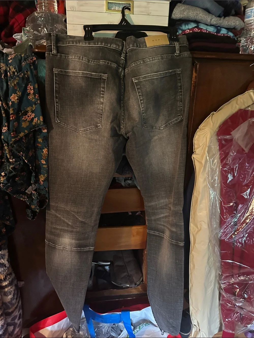 mnml size 36 Men's Grey/black Distressed Skinny Jeans